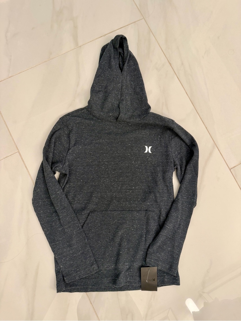 Hurley Youth Charcoal Heather Hooded Pullover with Logo